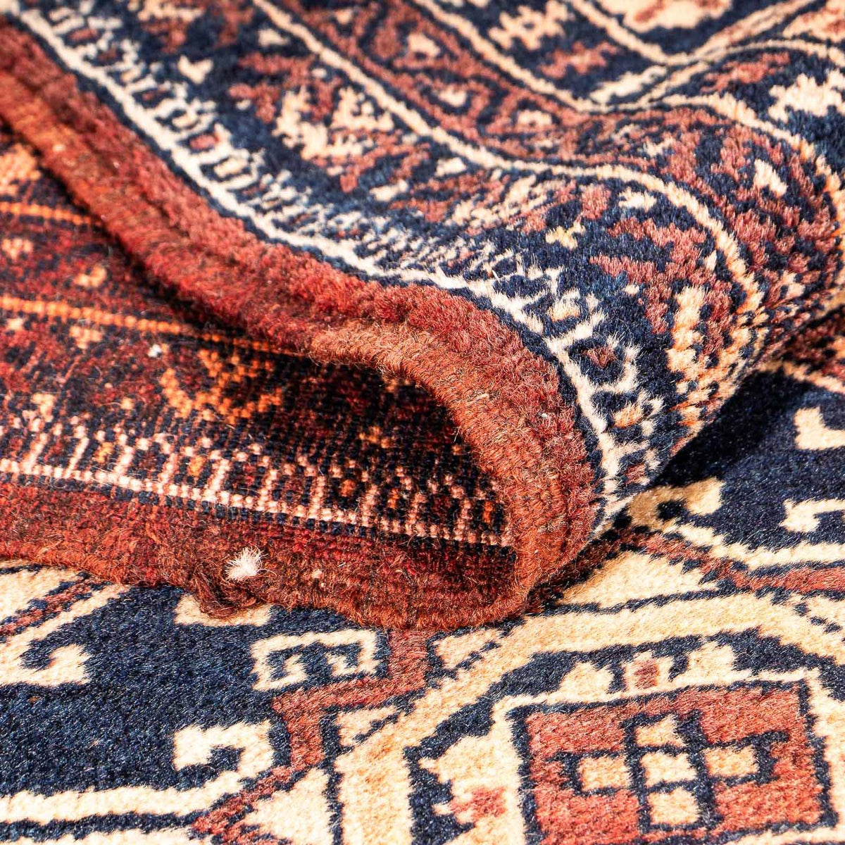 Tapis afghan - 140 x 94 cm - bleu foncé