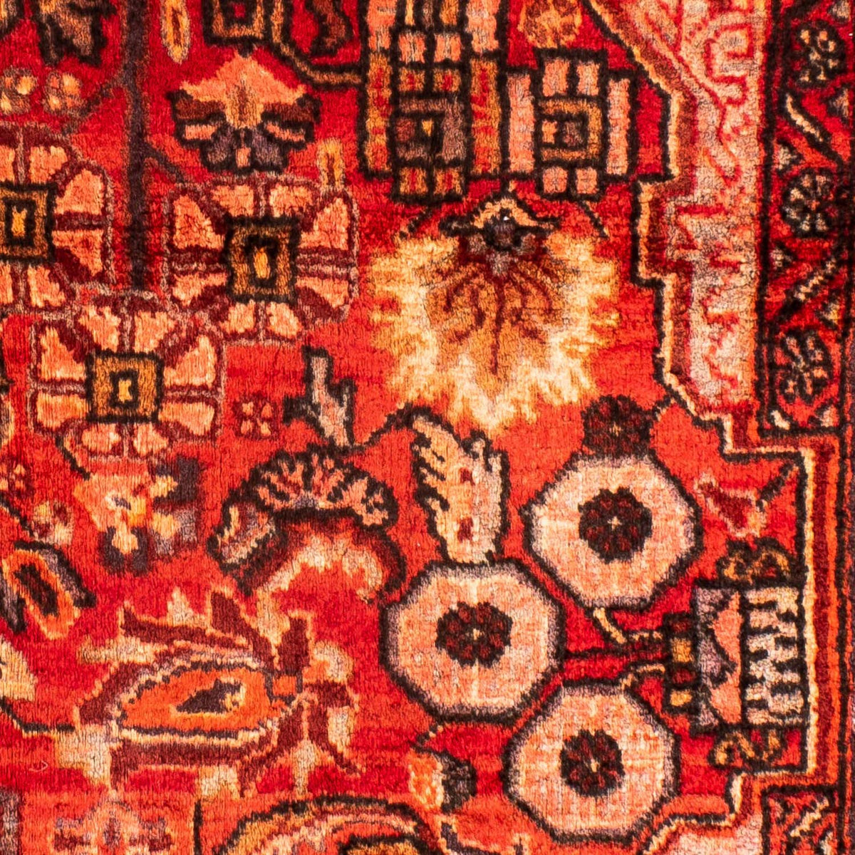 Tapis persan - Nomadic carré  - 92 x 82 cm - rouge foncé