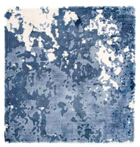 Tapis en viscose carré  - 70 x 70 cm - bleu