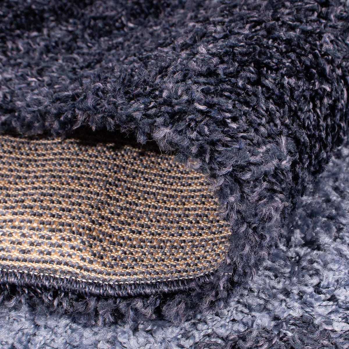 Tapis à poils longs - 170 x 120 cm - bleu foncé