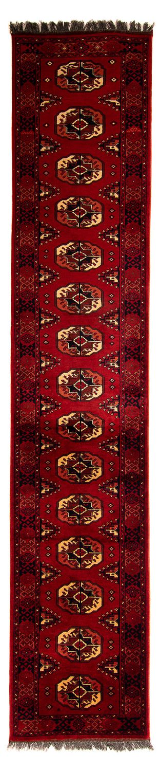 Tapis de couloir Tapis afghan - 356 x 82 cm - rouge foncé