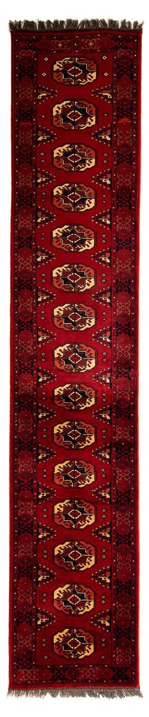 Tapis de couloir Tapis afghan - 356 x 82 cm - rouge foncé