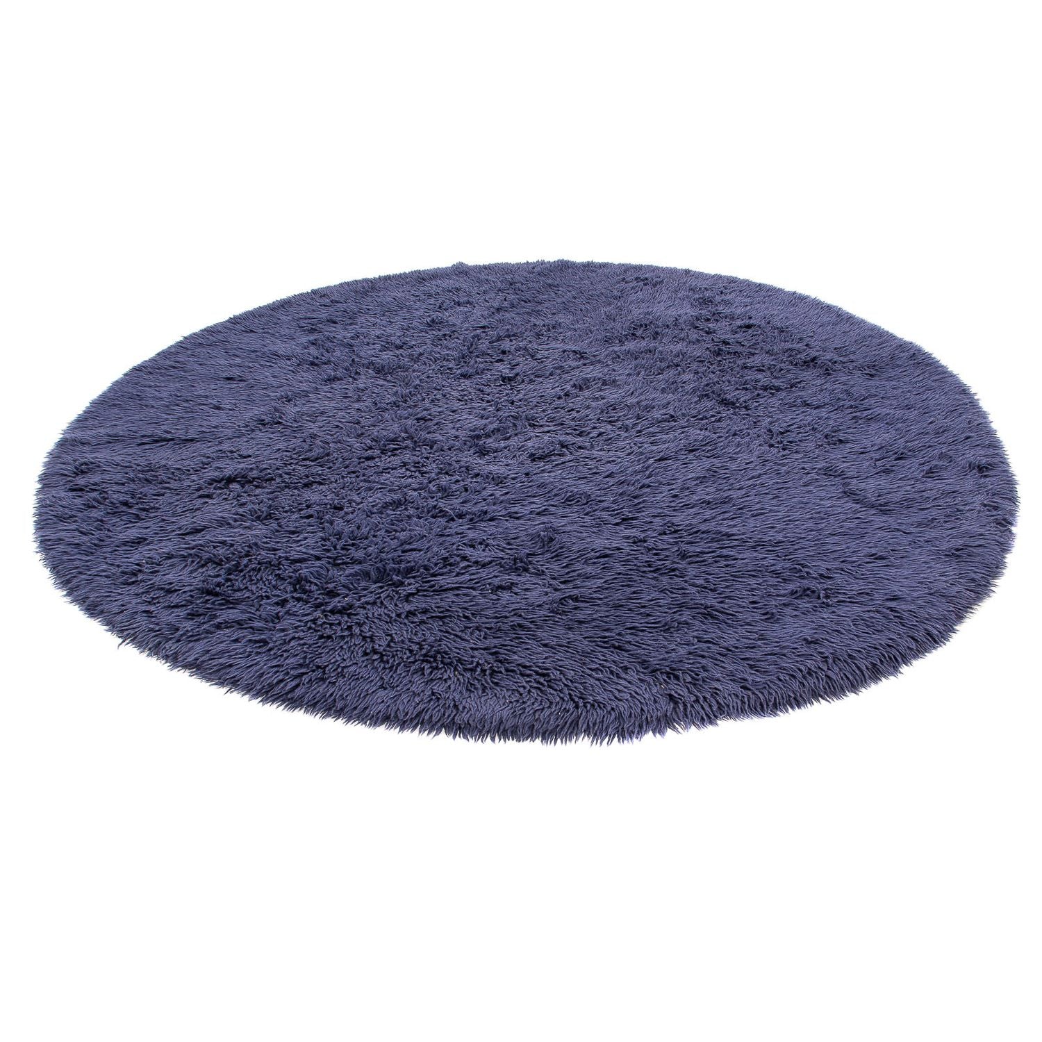 Tapis à poils longs ronde  - 261 x 261 cm - bleu foncé