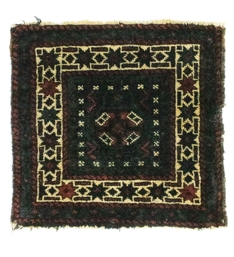Tapis afghan carré  - 35 x 33 cm - bleu