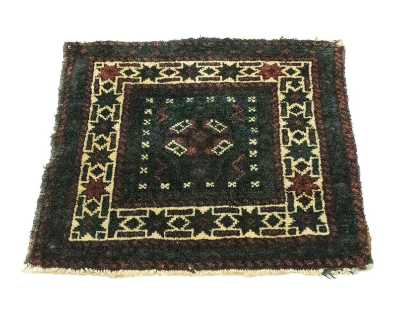 Tapis afghan carré  - 35 x 33 cm - bleu