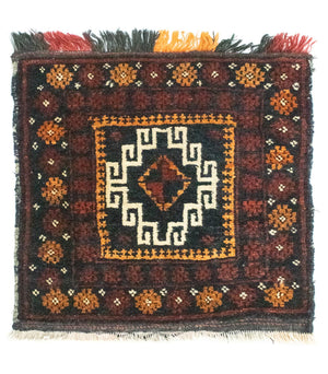 Tapis afghan carré  - 45 x 42 cm - bleu