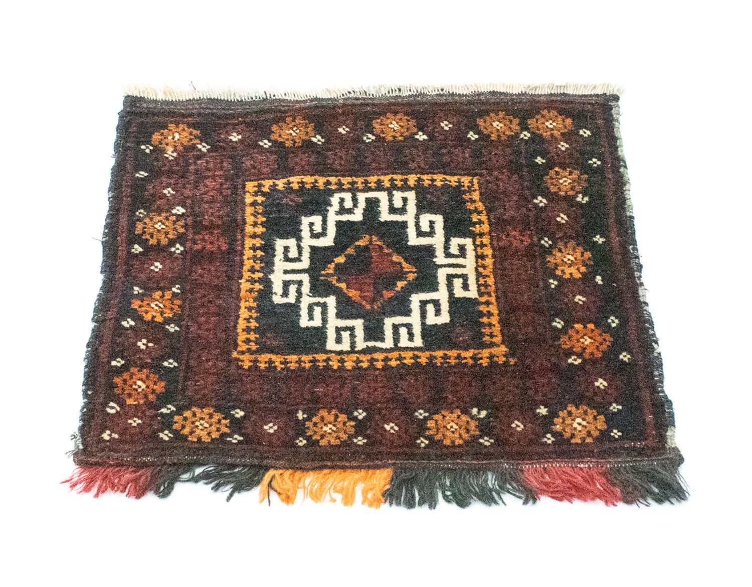 Tapis afghan carré  - 45 x 42 cm - bleu