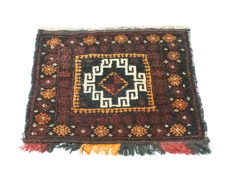 Tapis afghan carré  - 45 x 42 cm - bleu