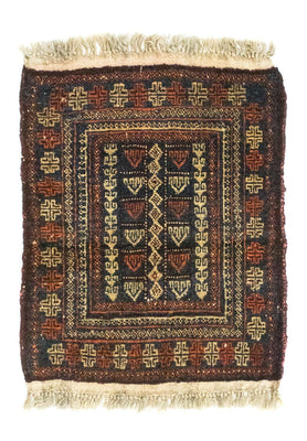 Tapis afghan carré  - 70 x 57 cm - bleu