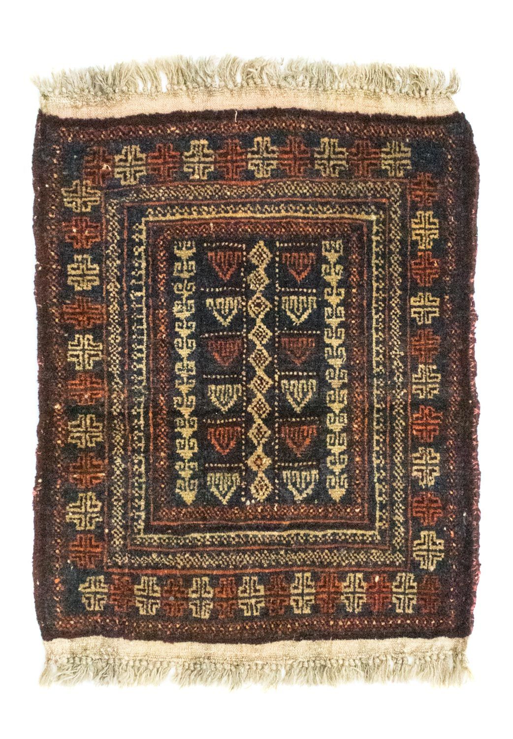 Tapis afghan carré  - 70 x 57 cm - bleu