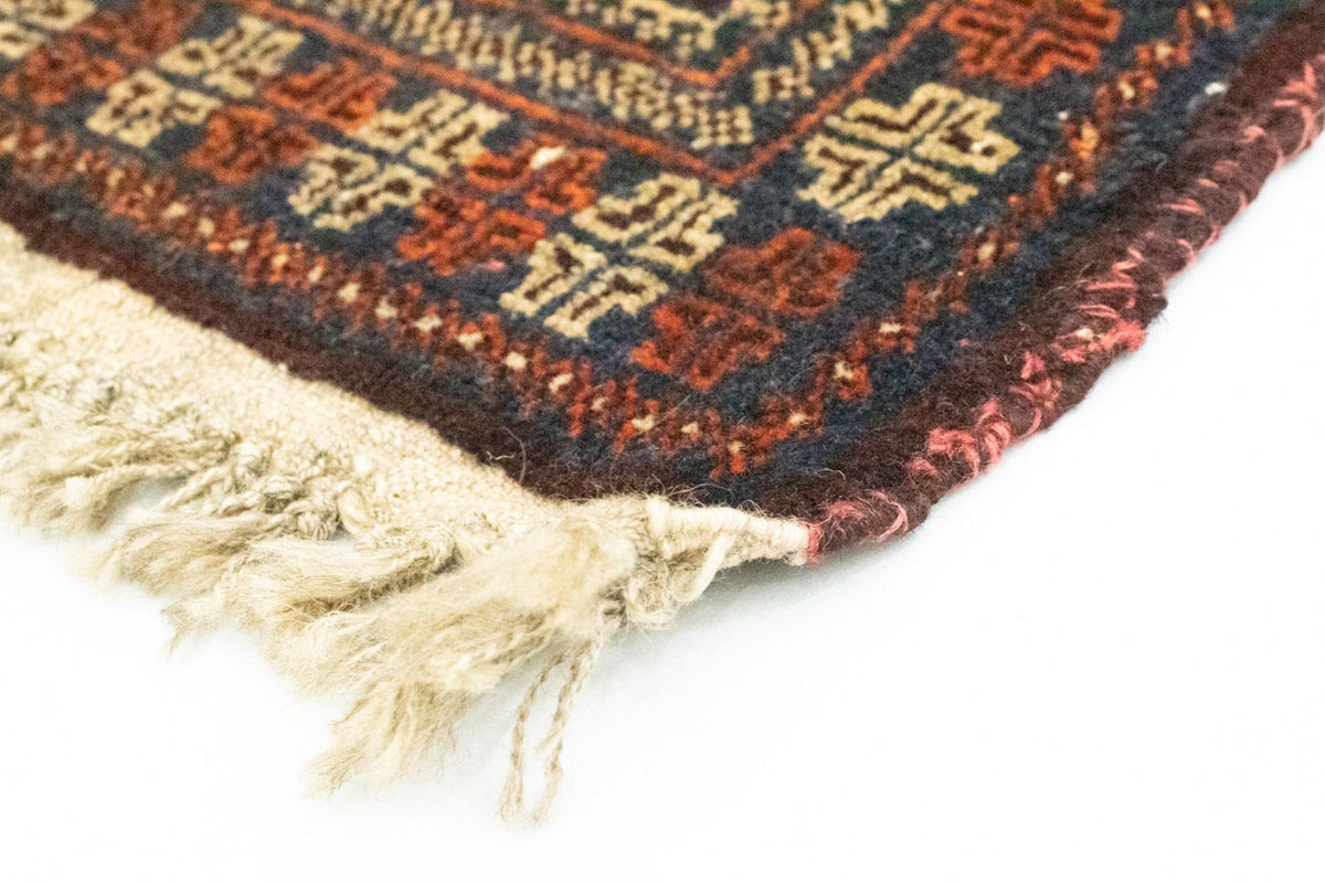 Tapis afghan carré  - 70 x 57 cm - bleu