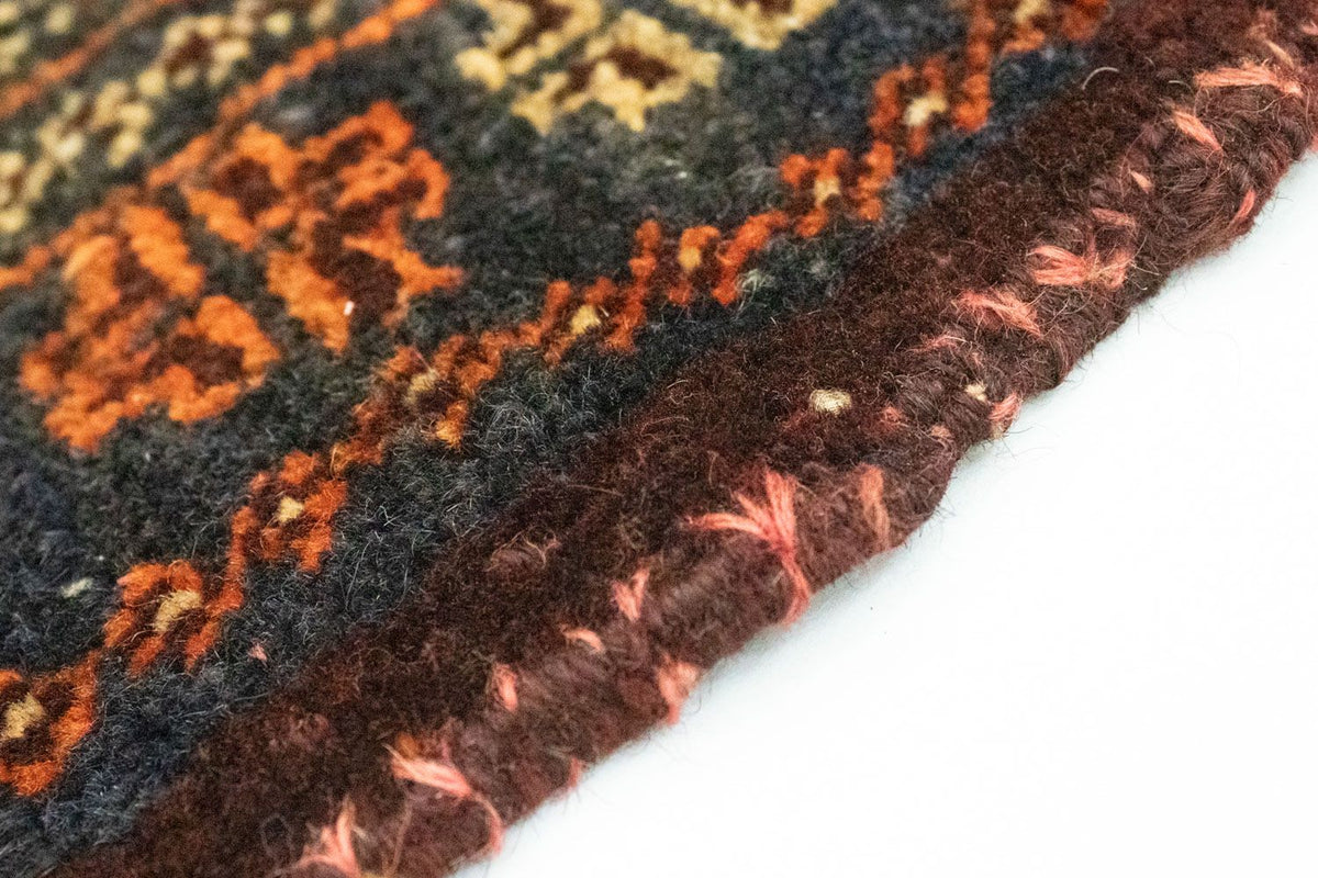 Tapis afghan carré  - 70 x 57 cm - bleu