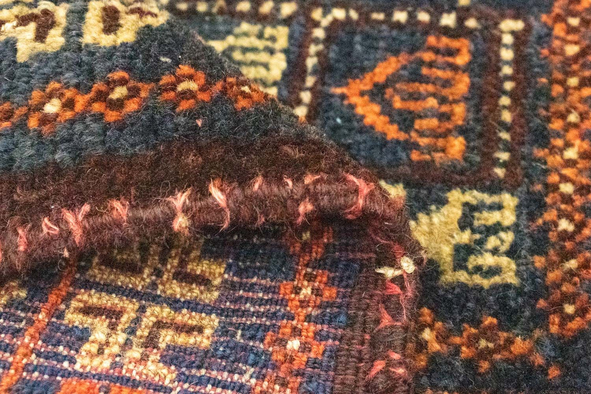 Tapis afghan carré  - 70 x 57 cm - bleu