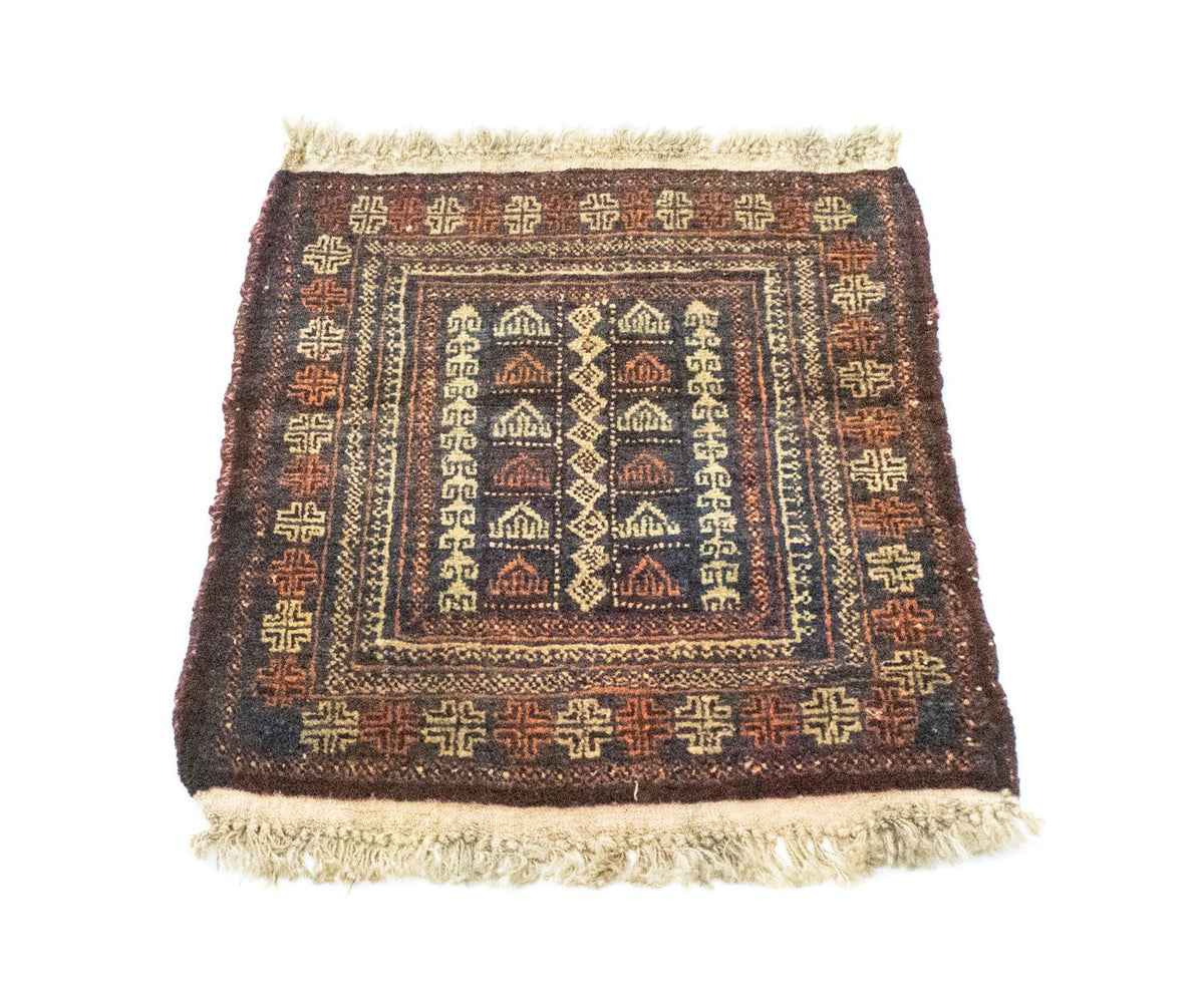 Tapis afghan carré  - 70 x 57 cm - bleu
