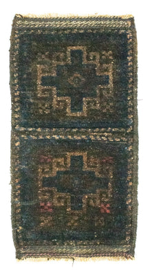 Tapis afghan - 47 x 25 cm - bleu