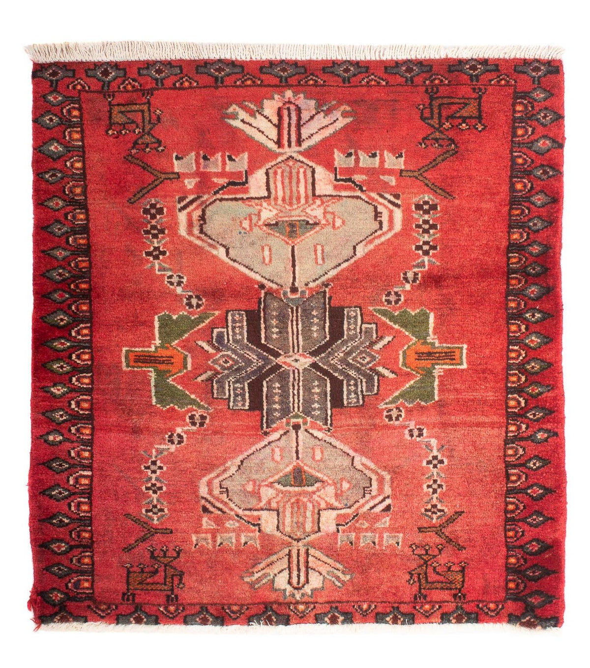 Tapis persan - Nomadic carré  - 98 x 95 cm - rouge foncé