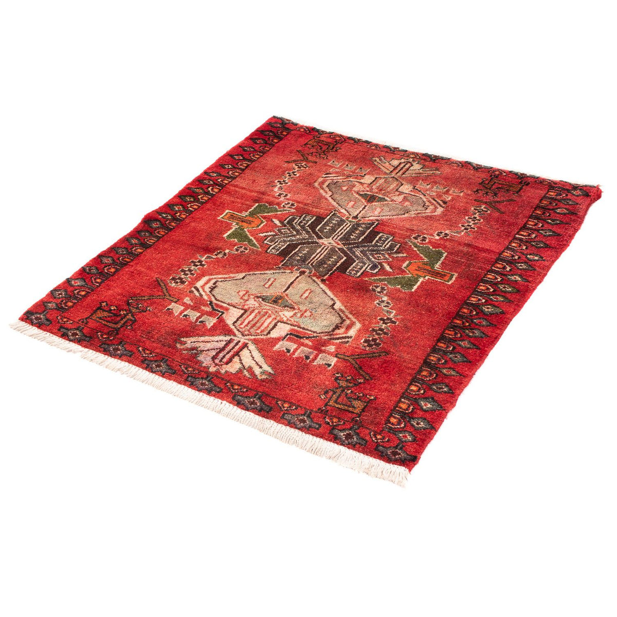 Tapis persan - Nomadic carré  - 98 x 95 cm - rouge foncé