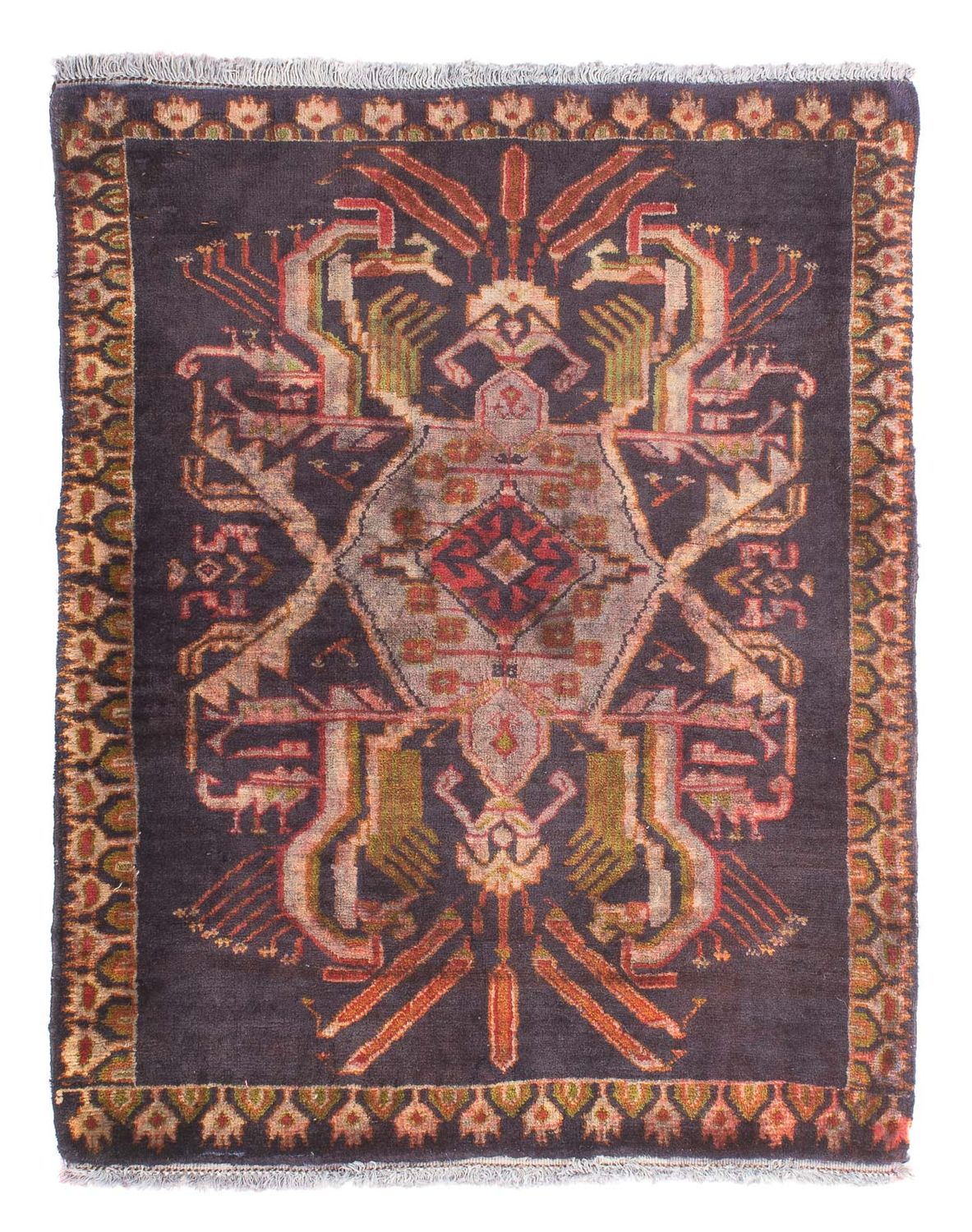 Tapis persan - Classique - 81 x 65 cm - bleu foncé