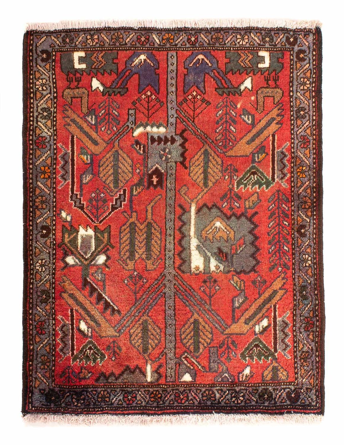 Tapis persan - Nomadic - 99 x 82 cm - rouge foncé