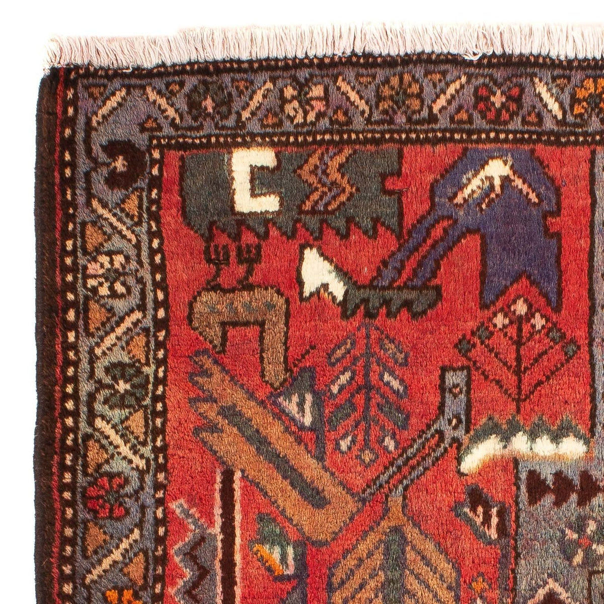 Tapis persan - Nomadic - 99 x 82 cm - rouge foncé