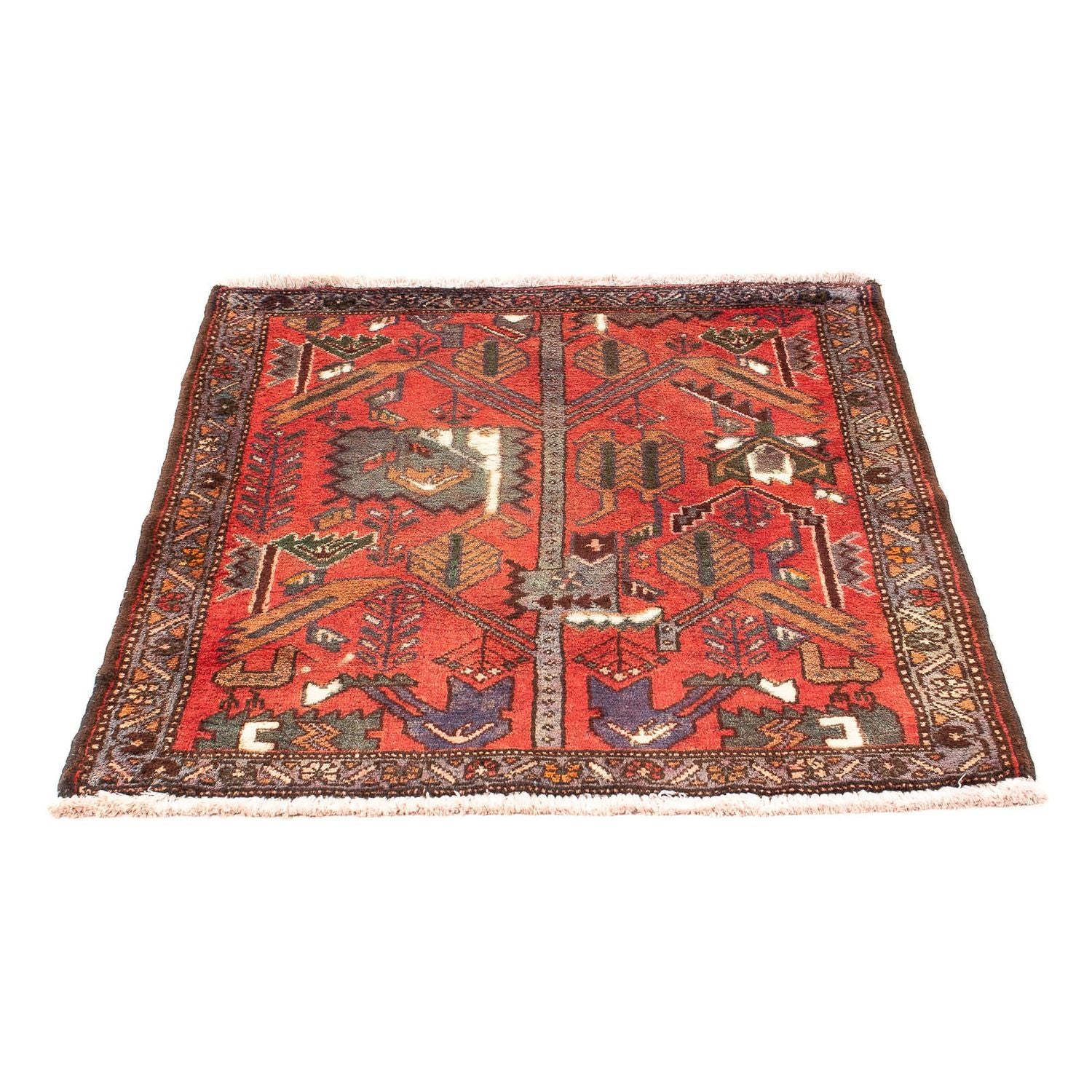 Tapis persan - Nomadic - 99 x 82 cm - rouge foncé