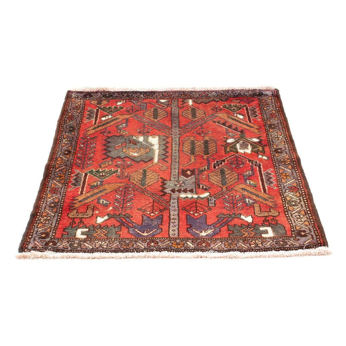 Tapis persan - Nomadic - 99 x 82 cm - rouge foncé