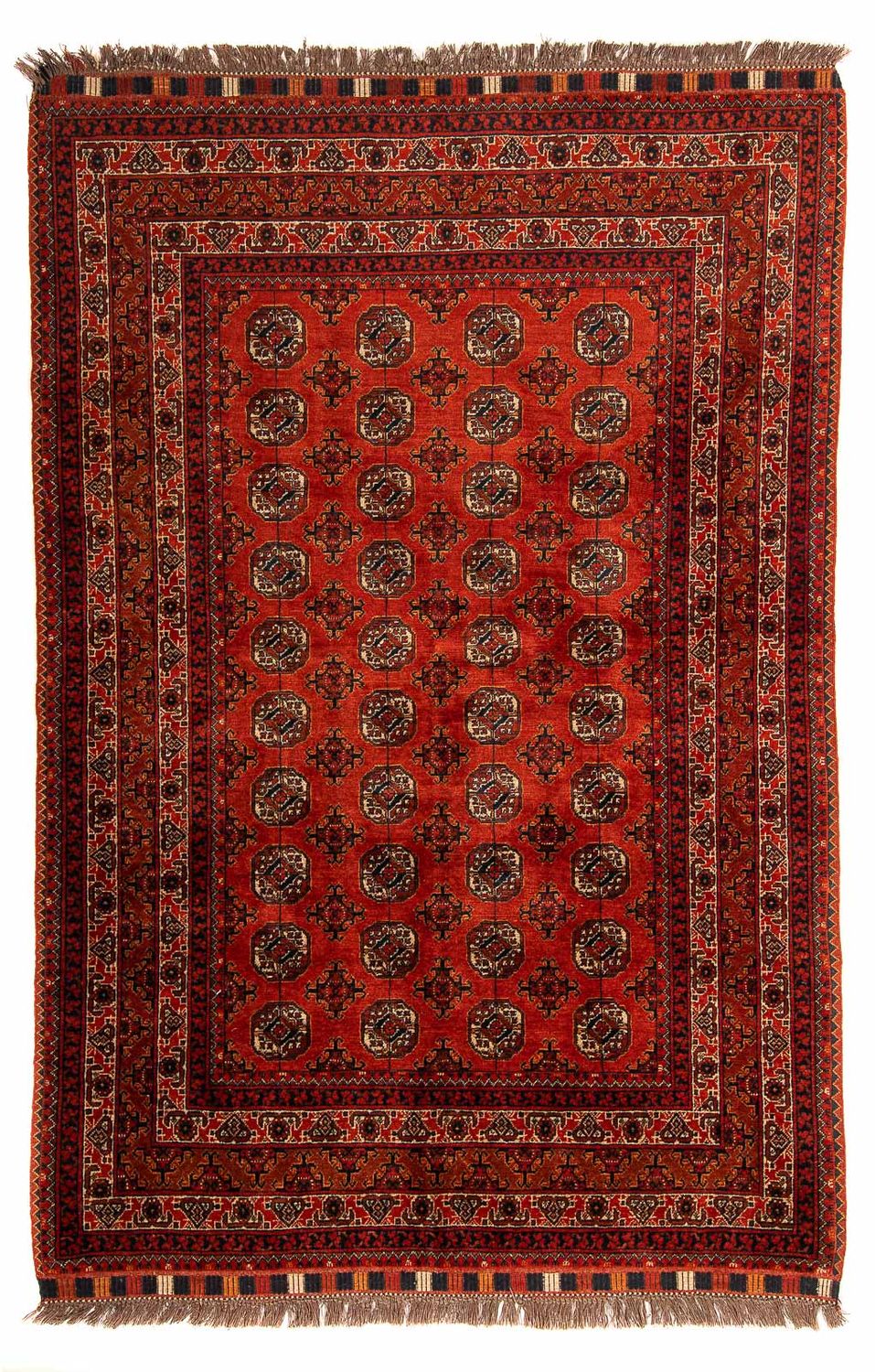 Tapis afghan - Boukhara - 199 x 124 cm - rouge foncé
