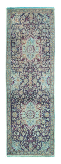 Tapis de couloir Tapis persan - Nain - Royal - 290 x 92 cm - bleu foncé