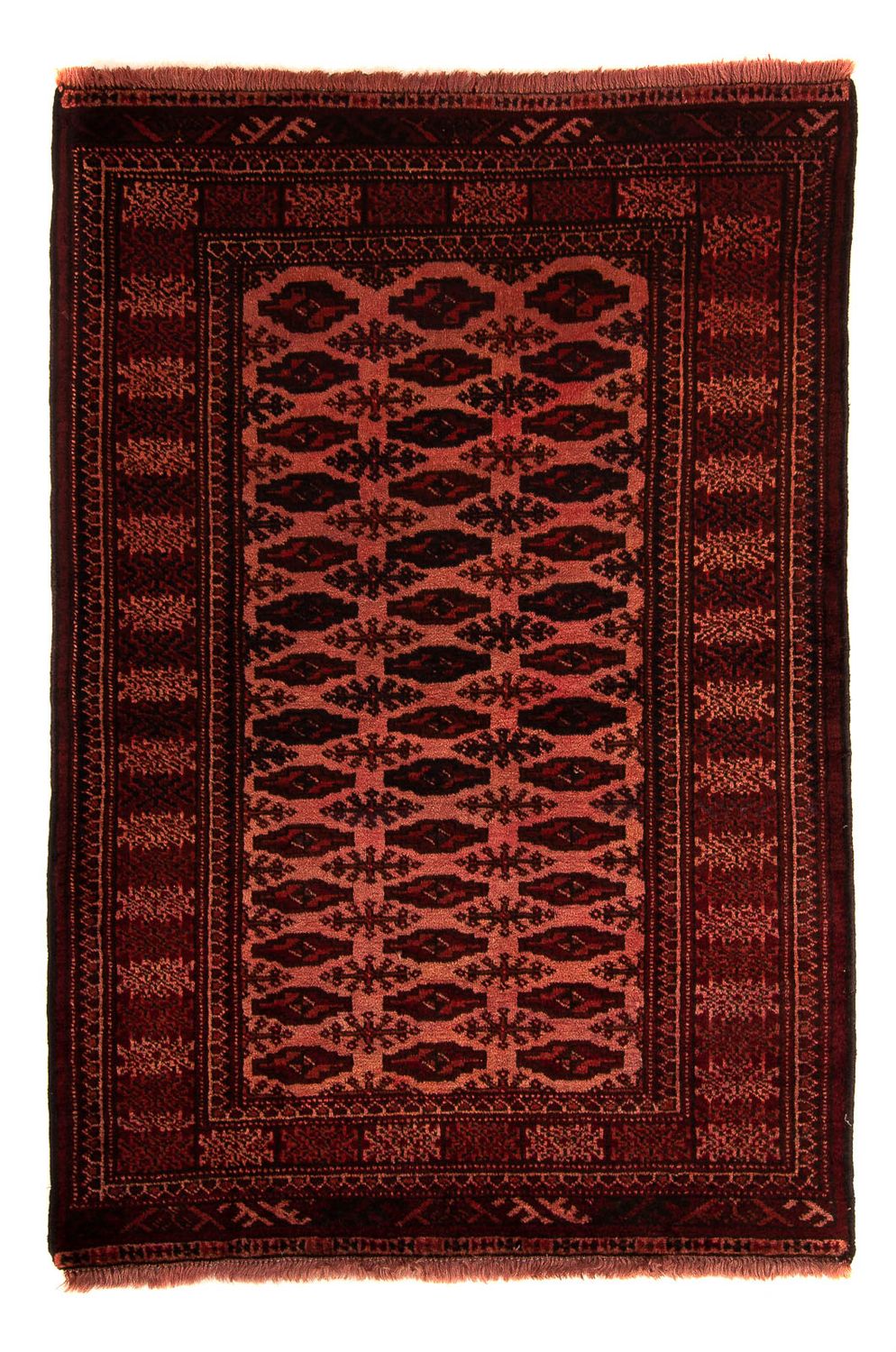 Tapis afghan - Boukhara - 150 x 103 cm - rouge foncé