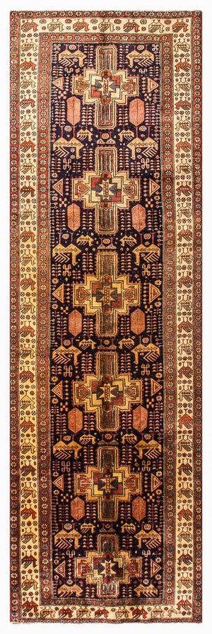 Tapis de couloir Tapis persan - Nomadic - 326 x 98 cm - bleu foncé