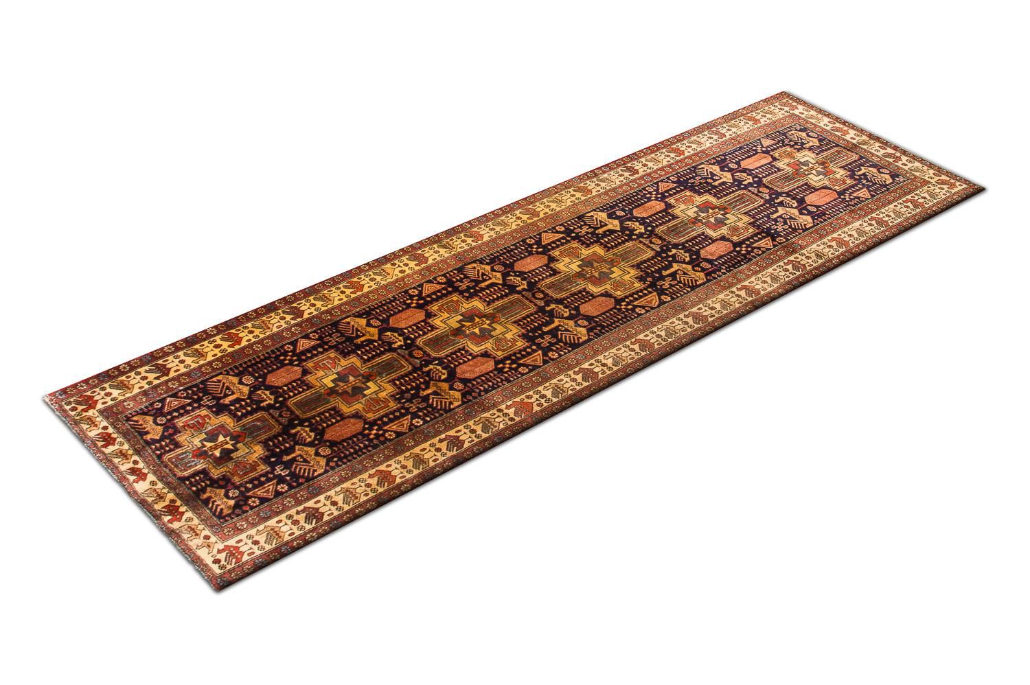 Tapis de couloir Tapis persan - Nomadic - 326 x 98 cm - bleu foncé