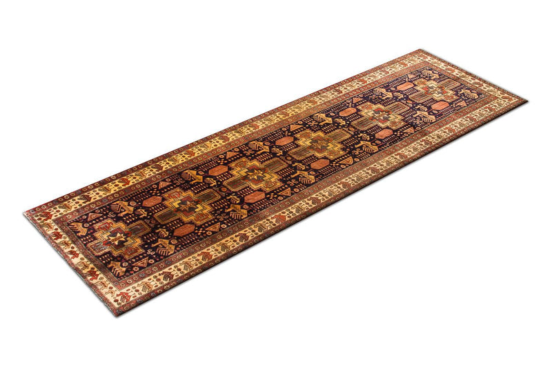 Tapis de couloir Tapis persan - Nomadic - 326 x 98 cm - bleu foncé