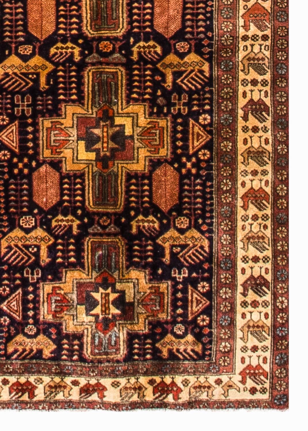 Tapis de couloir Tapis persan - Nomadic - 326 x 98 cm - bleu foncé
