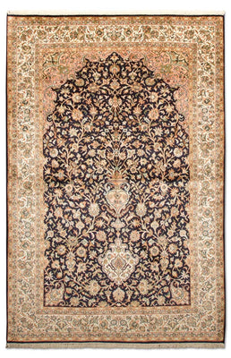 Tapis en soie - Soie du Cachemire - 190 x 127 cm - bleu foncé