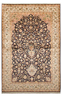 Tapis en soie - Soie du Cachemire - 190 x 127 cm - bleu foncé