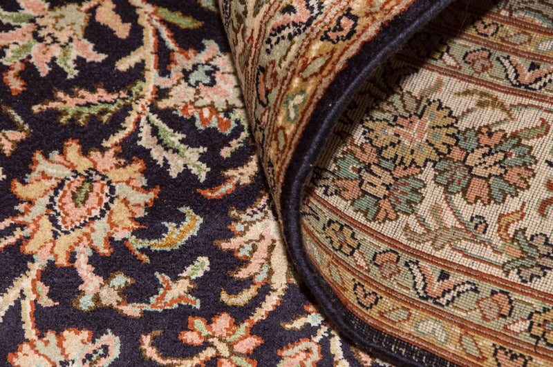 Tapis en soie - Soie du Cachemire - 190 x 127 cm - bleu foncé
