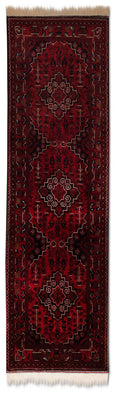 Tapis de couloir Tapis afghan - Kunduz - 286 x 81 cm - rouge