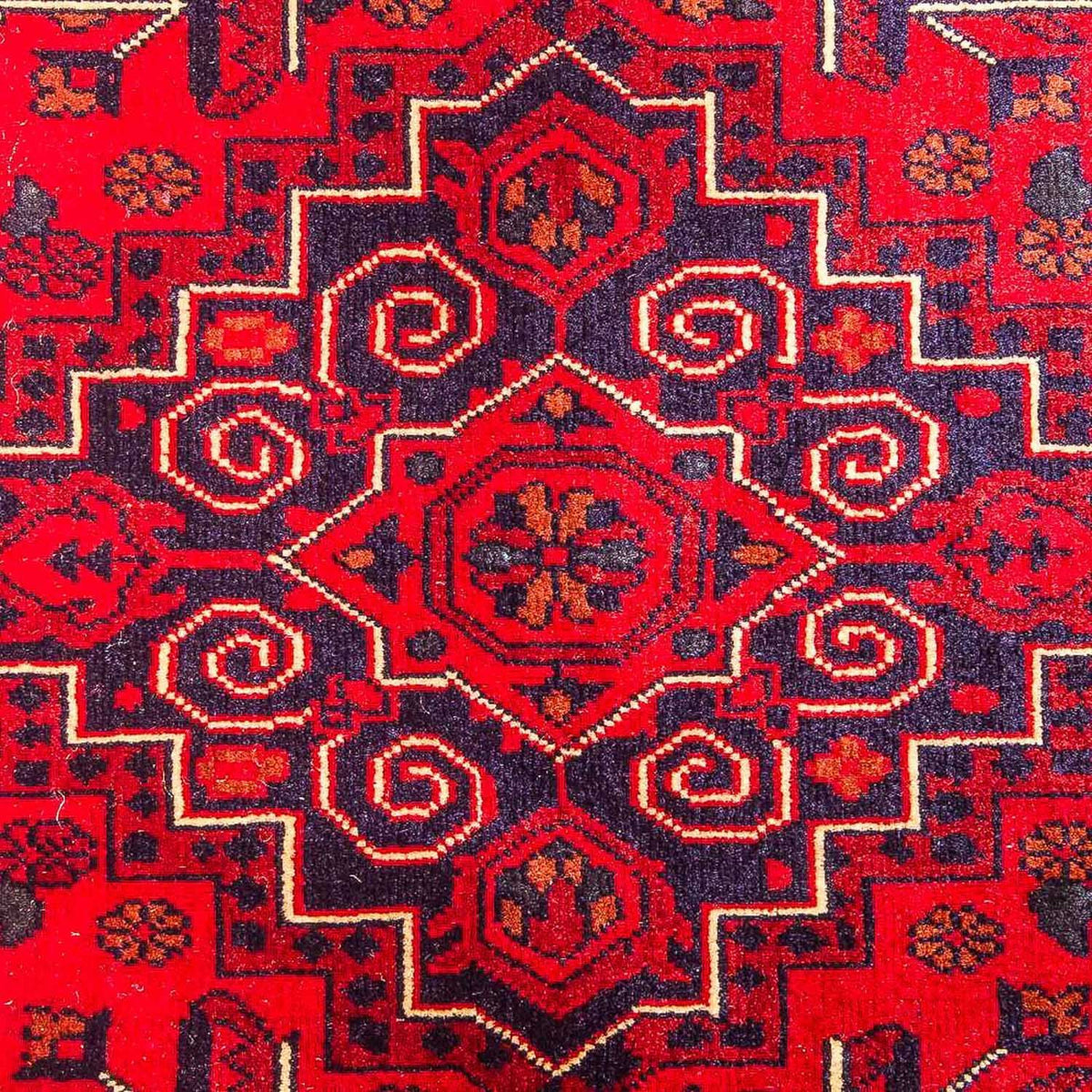 Tapis de couloir Tapis afghan - Kunduz - 286 x 81 cm - rouge
