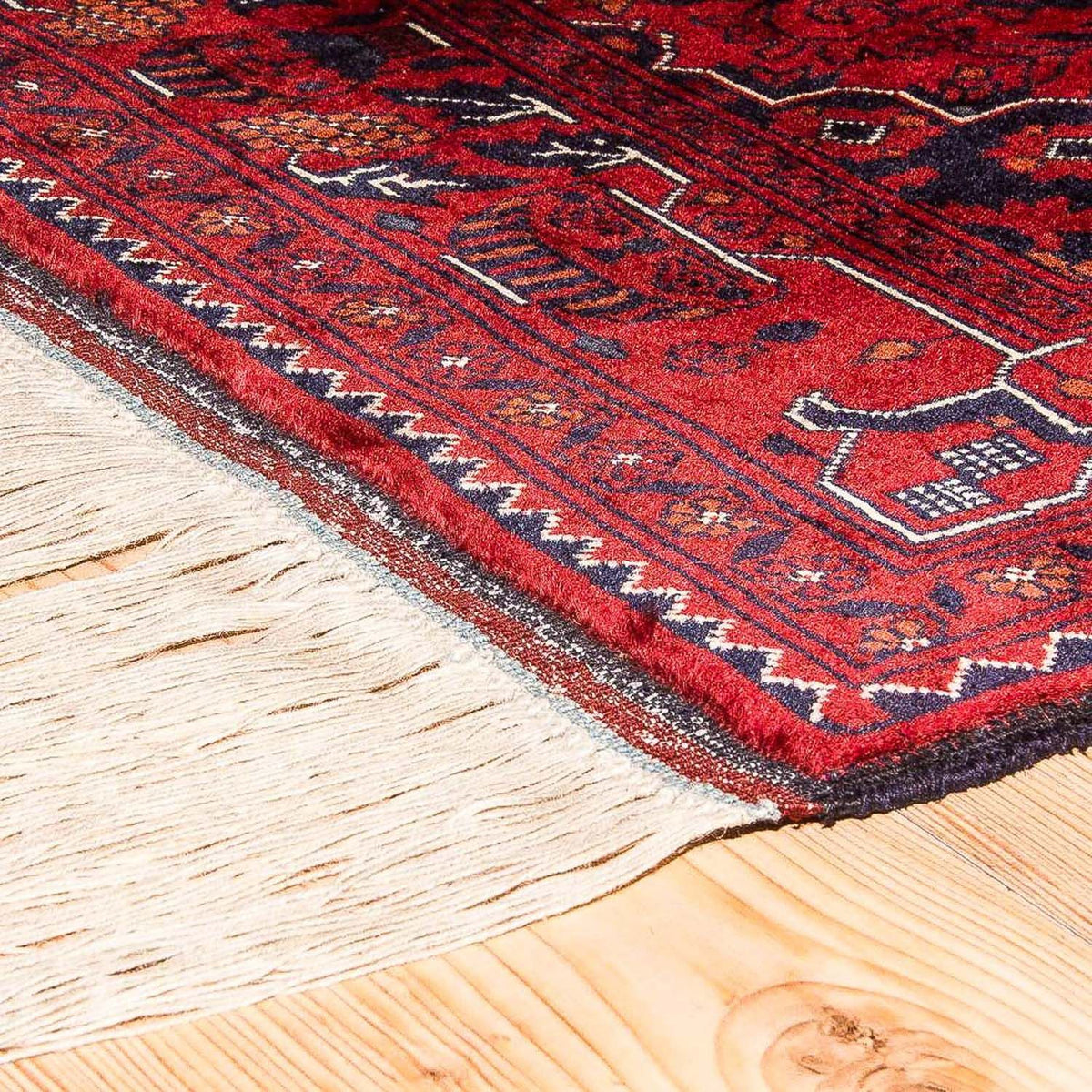 Tapis de couloir Tapis afghan - Kunduz - 286 x 81 cm - rouge