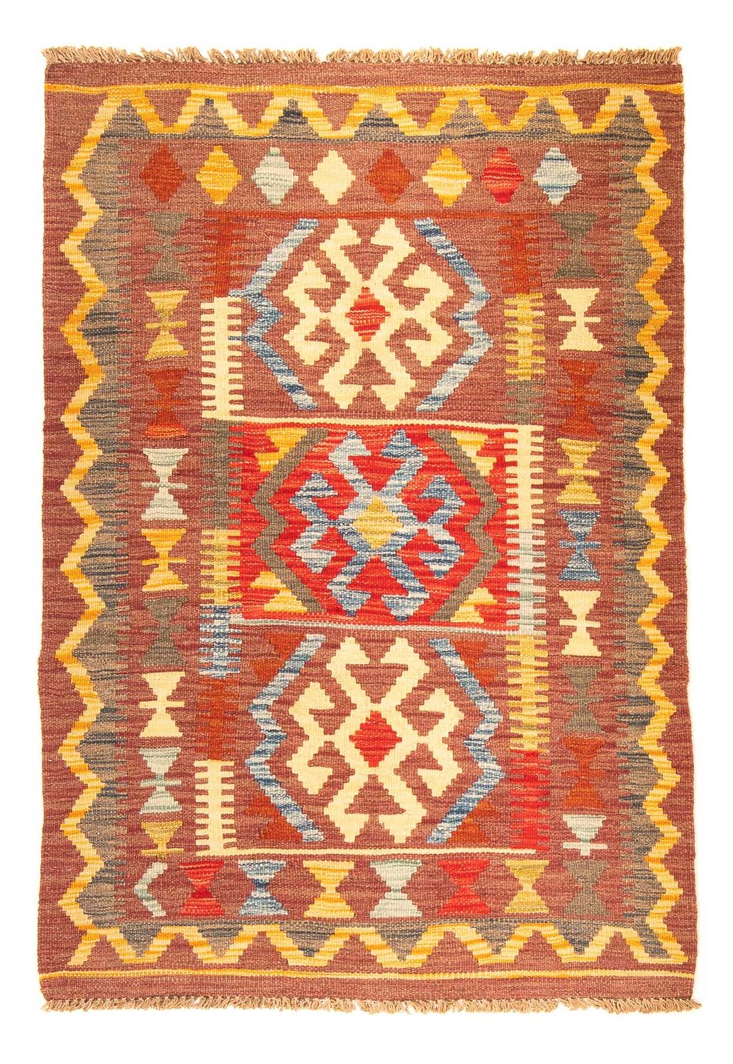 Tapis Kelim - Splash - 125 x 86 cm - marron