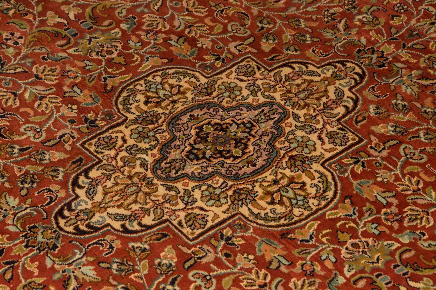 Tapis en soie - Soie du Cachemire - 244 x 168 cm - orange