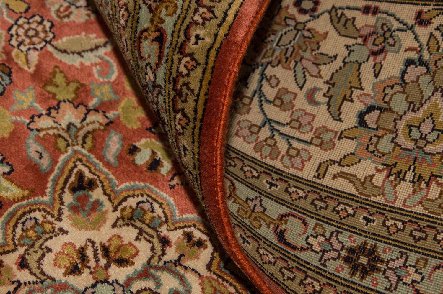 Tapis en soie - Soie du Cachemire - 244 x 168 cm - orange
