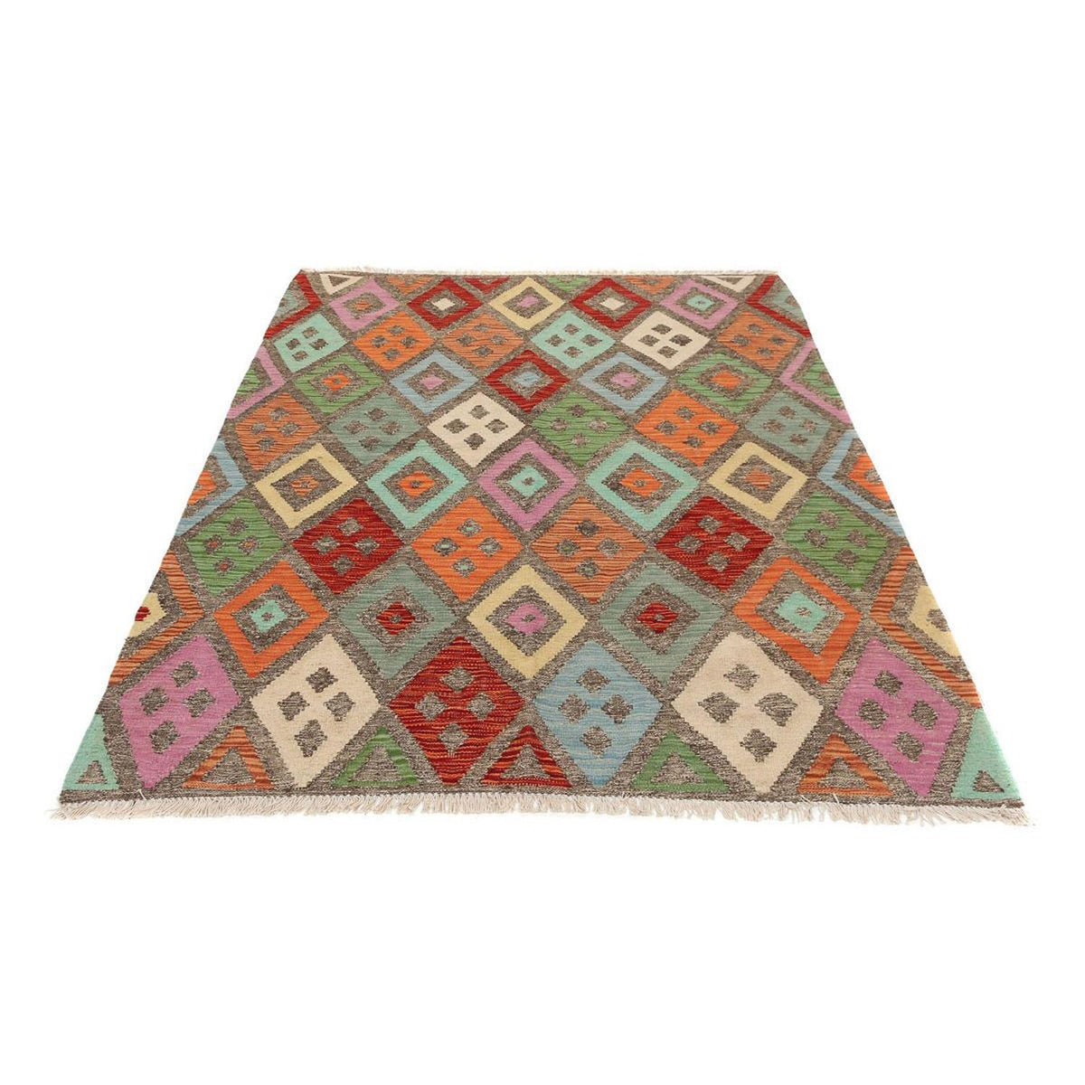 Tapis Kelim - Splash - 194 x 151 cm - multicolore