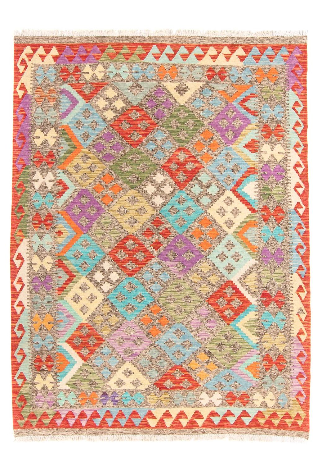 Tapis Kelim - Splash - 206 x 155 cm - multicolore