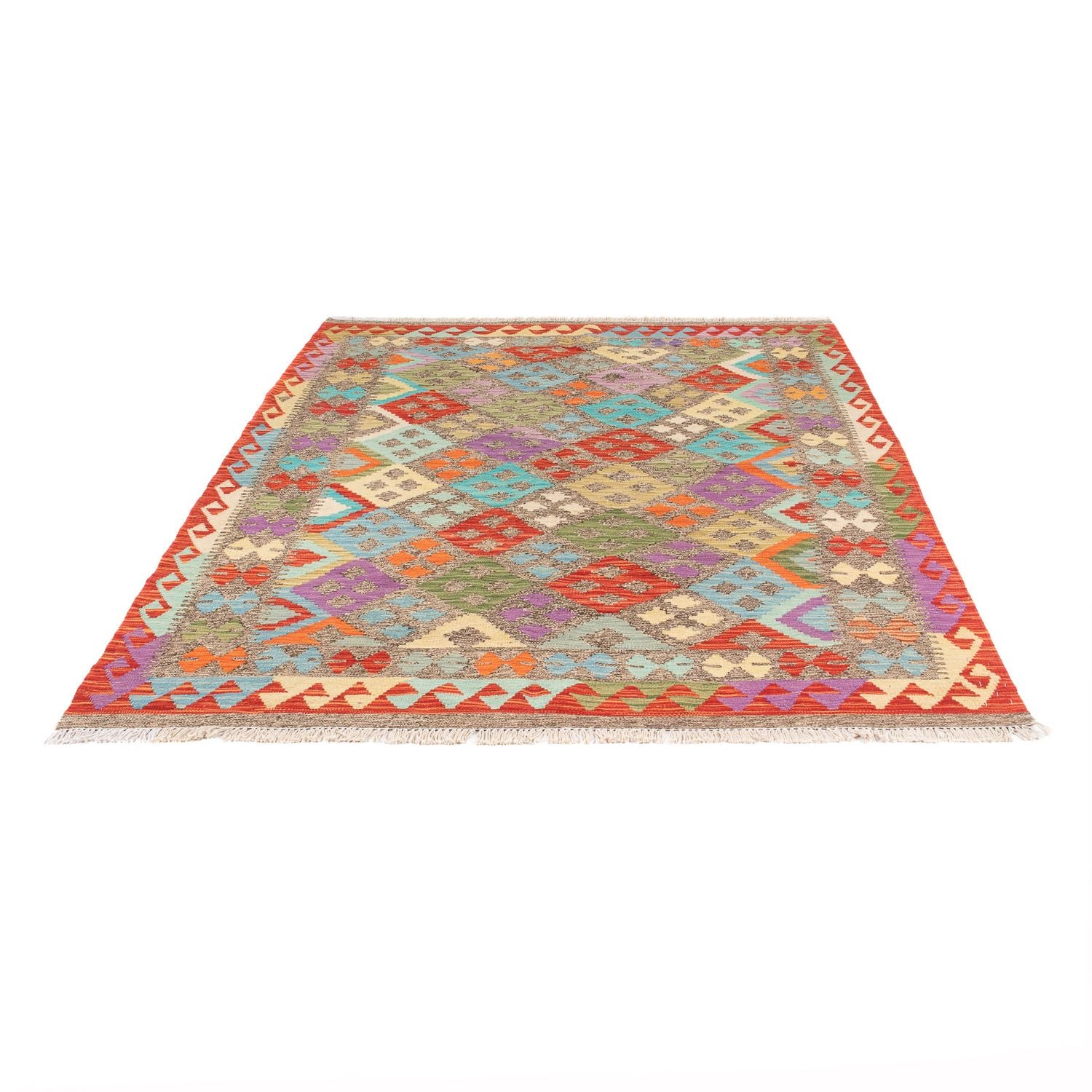 Tapis Kelim - Splash - 206 x 155 cm - multicolore