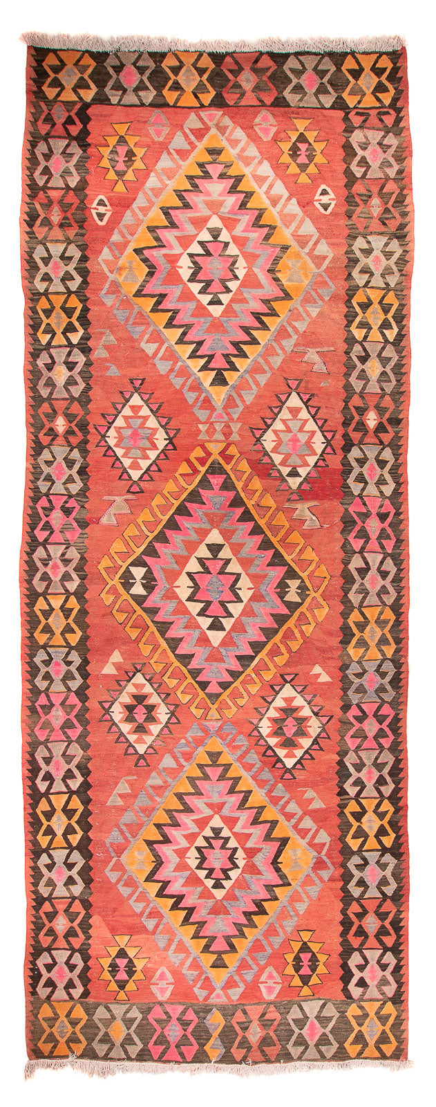 Tapis de couloir Tapis Kelim - Vieux - 425 x 165 cm - rouge clair