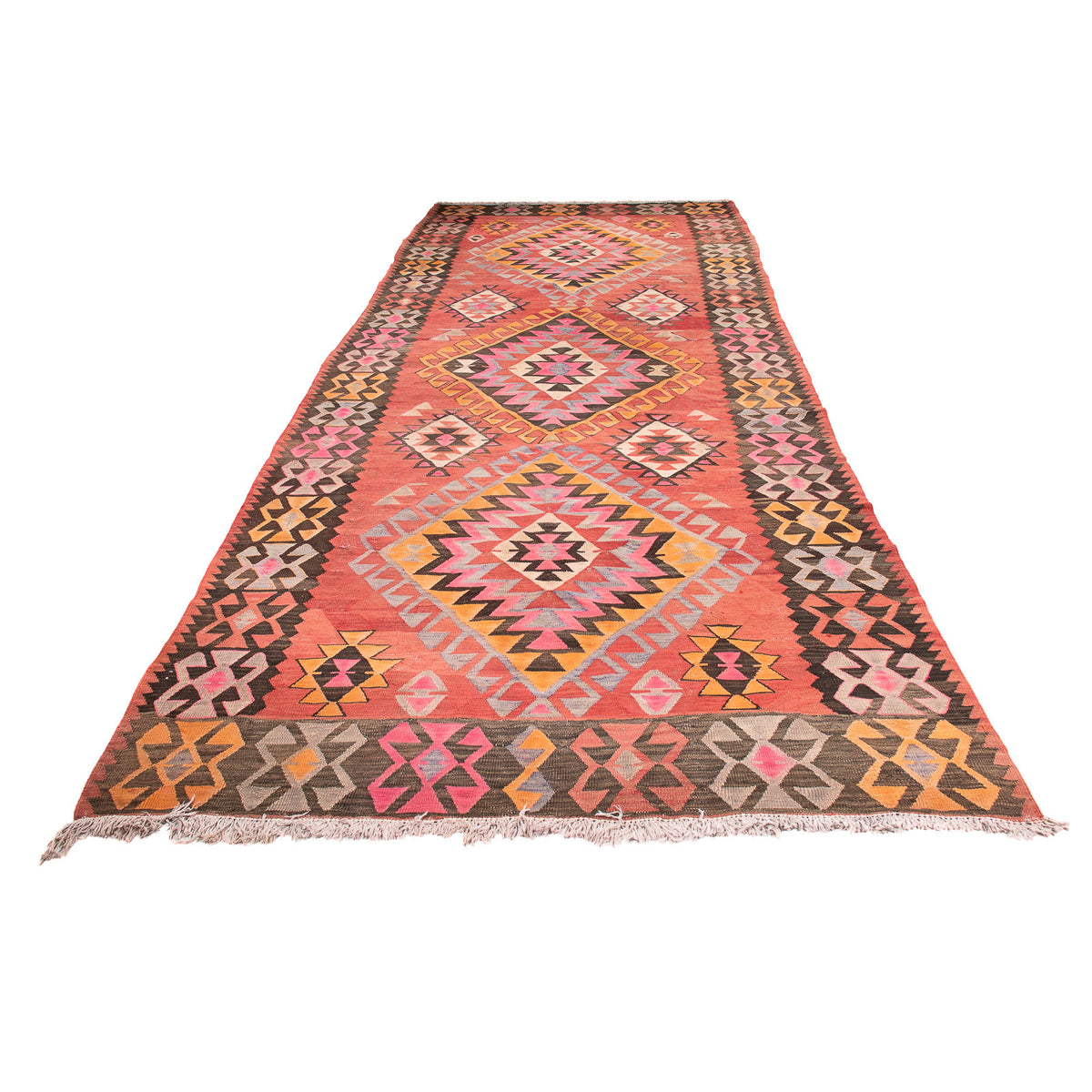 Tapis de couloir Tapis Kelim - Vieux - 425 x 165 cm - rouge clair
