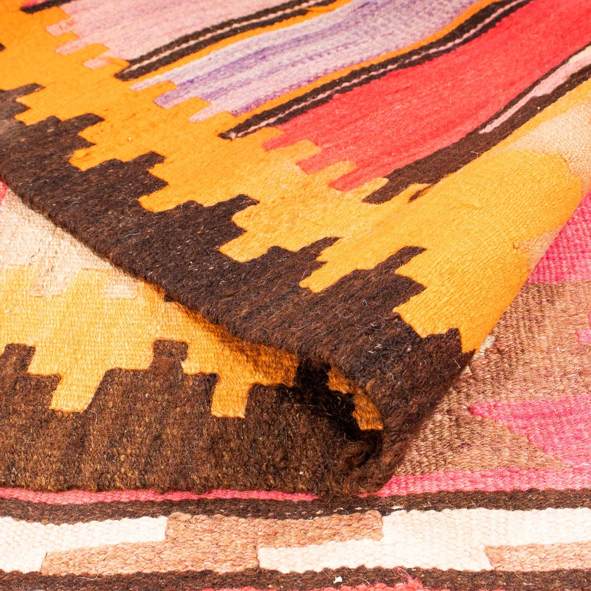 Tapis de couloir Tapis Kelim - Vieux - 340 x 150 cm - multicolore