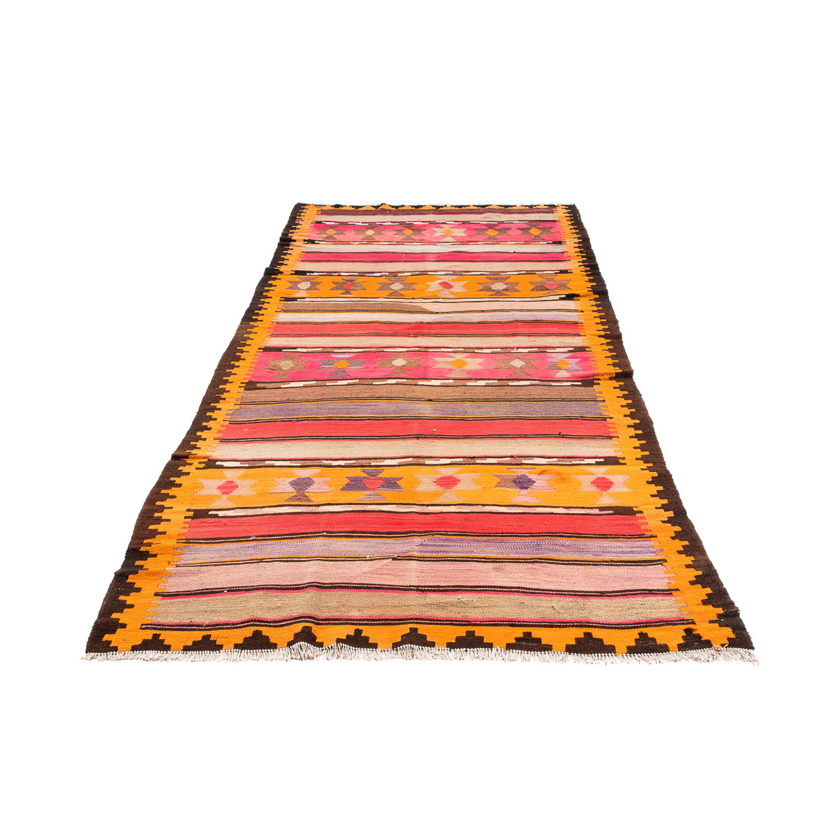 Tapis de couloir Tapis Kelim - Vieux - 340 x 150 cm - multicolore