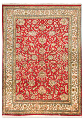 Tapis en soie - Soie du Cachemire - 214 x 150 cm - rouge